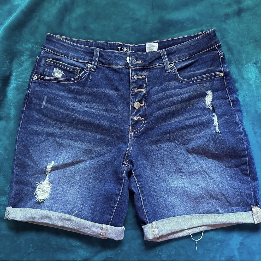 EUC Time and Tru Distressed Jean Shorts 14